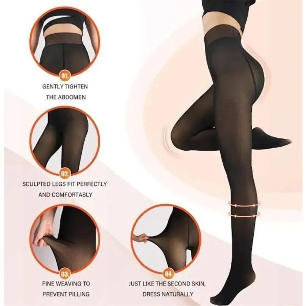 Black Sheer Fleece lined tights
